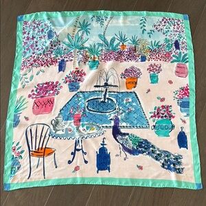 Colorful Garden Scene Silk Kate Spade Scarf